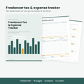 Freelancer Tax and Expense Tracker cover with monthly and quarterly tax pages